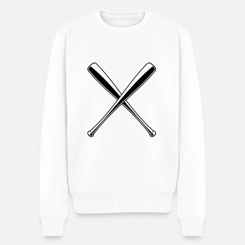 Baseballschläger Baseball - Männer Premium Bio Pullover - Weiß