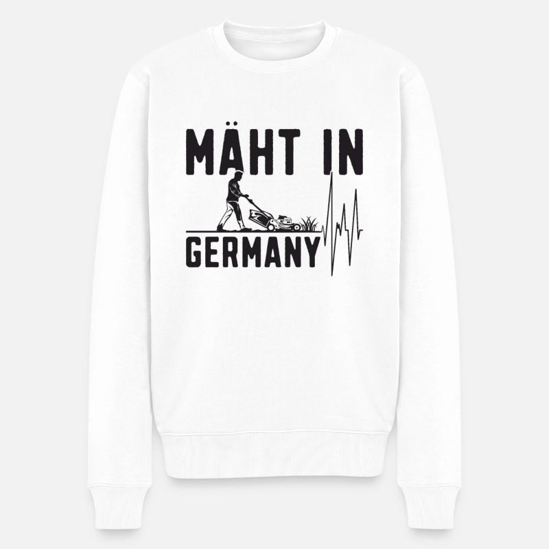 Mäht in Germany - Gartenarbeit - Männer Premium Bio Pullover - Weiß