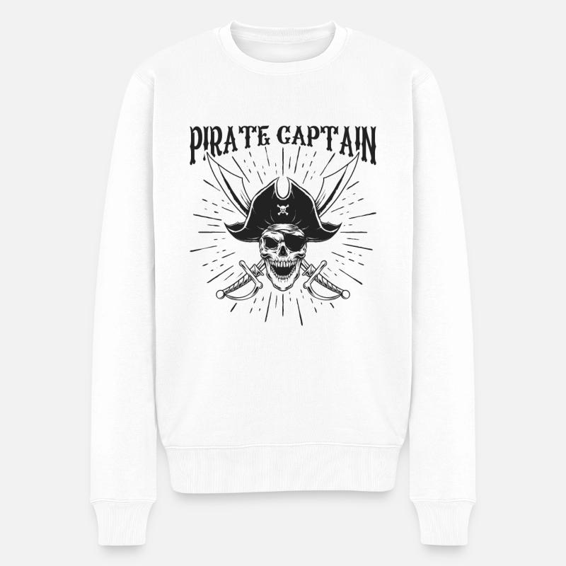 Pirate Captain - Abenteuer - Männer Premium Bio Pullover - Weiß