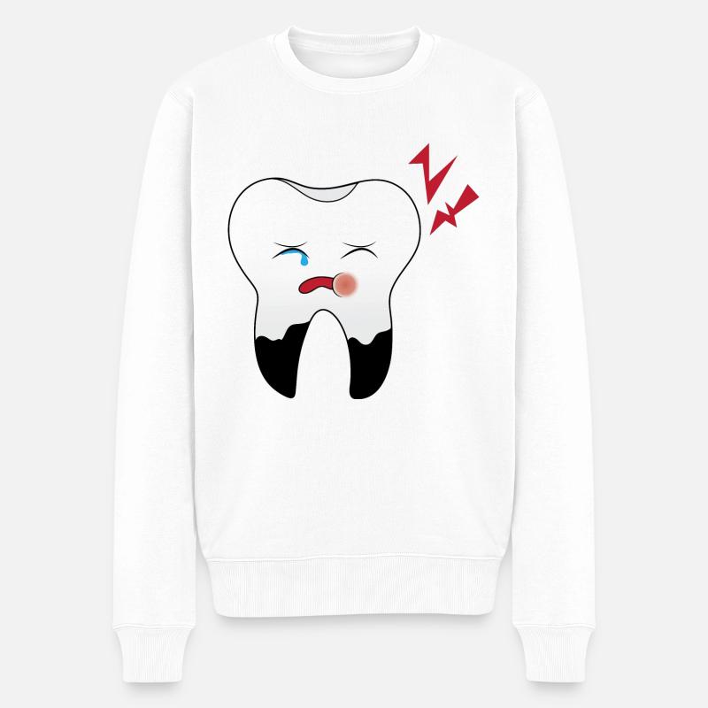 Cadeau drôle de mal de dents pour dentiste - Pull Premium bio Homme - blanc