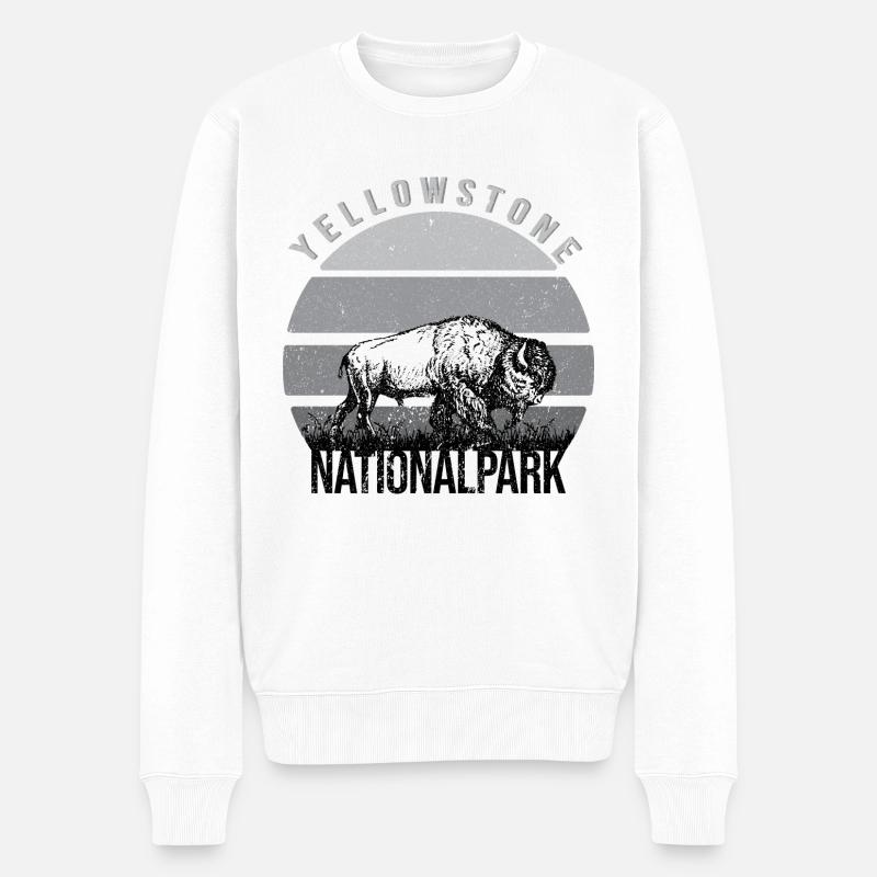 Yellowstone Nationalpark - Männer Premium Bio Pullover - Weiß