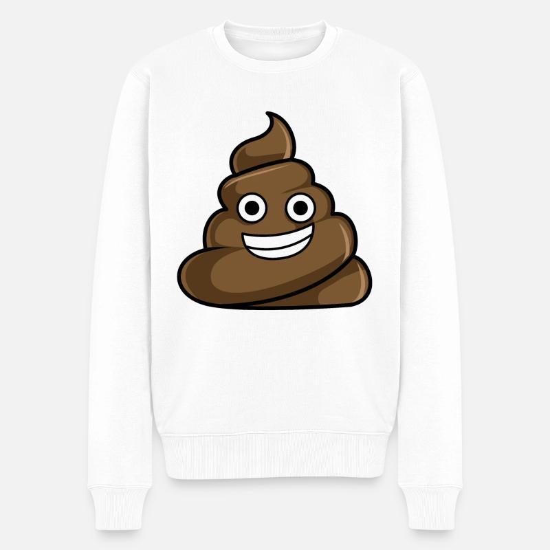 Poop Cartoon - Männer Premium Bio Pullover - Weiß