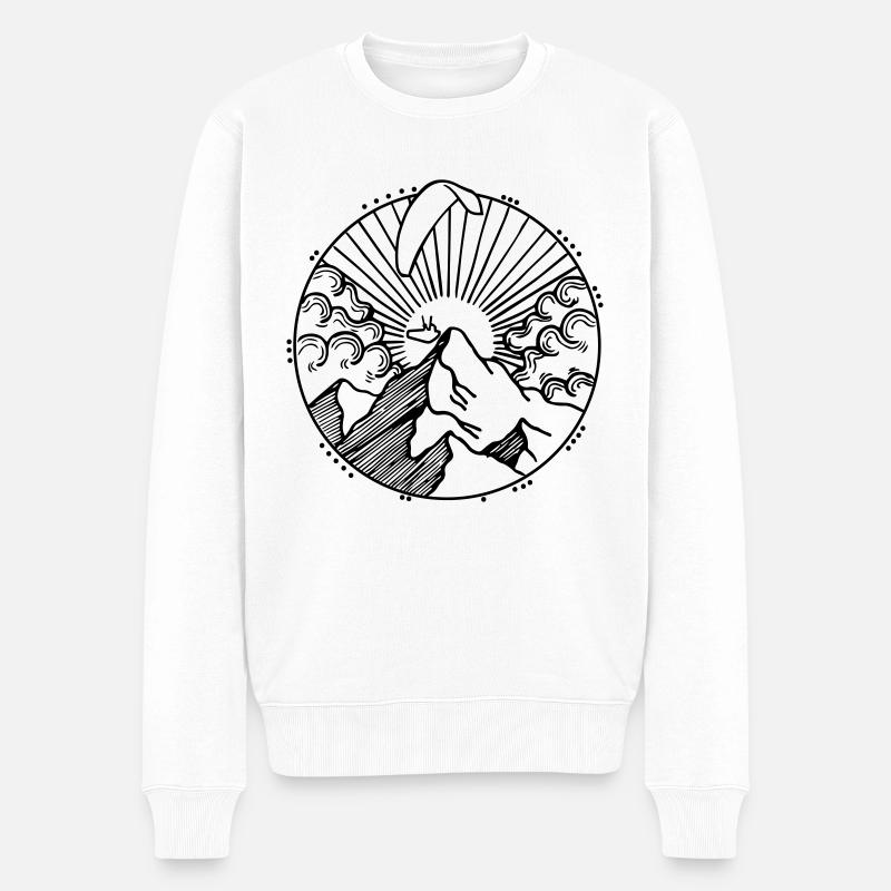 Gleitschirm im Sonnenuntergang - Männer Premium Bio Pullover - Weiß