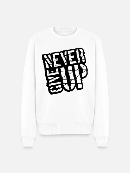 Never give up - Men's Premium Organic Jumper - white