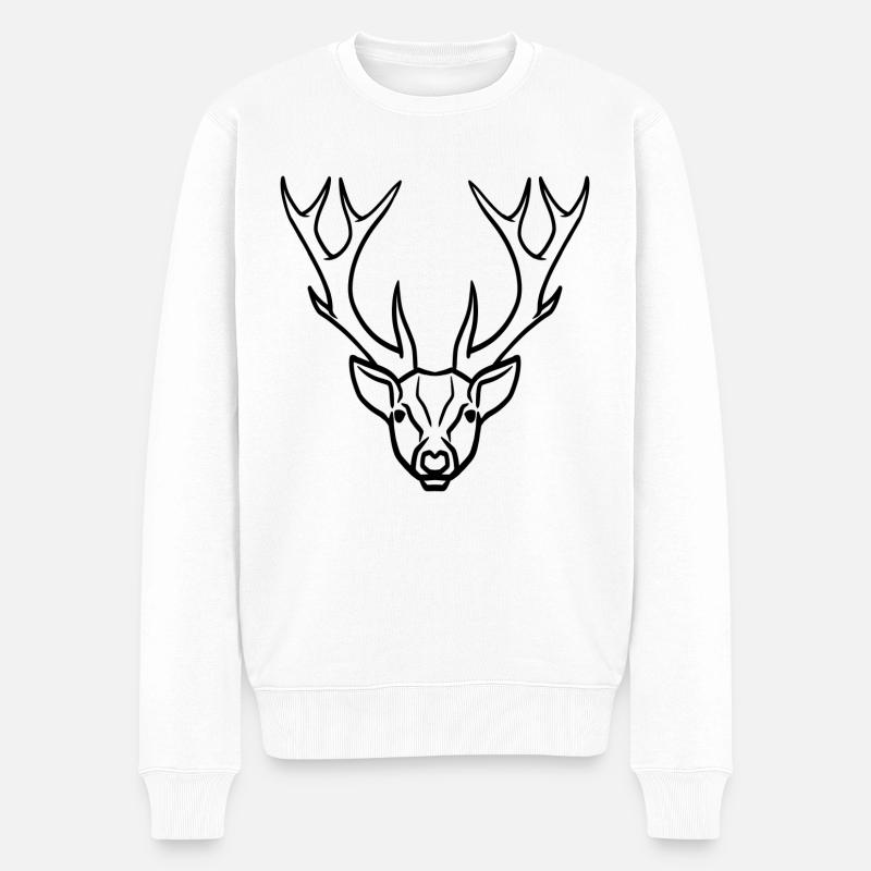 Hirschkopf Symbol schwarz - Männer Premium Bio Pullover - Weiß