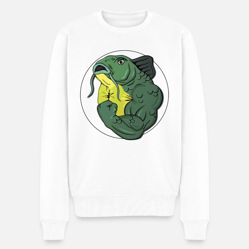 BadassFishing_white - Pull Premium bio Homme - blanc