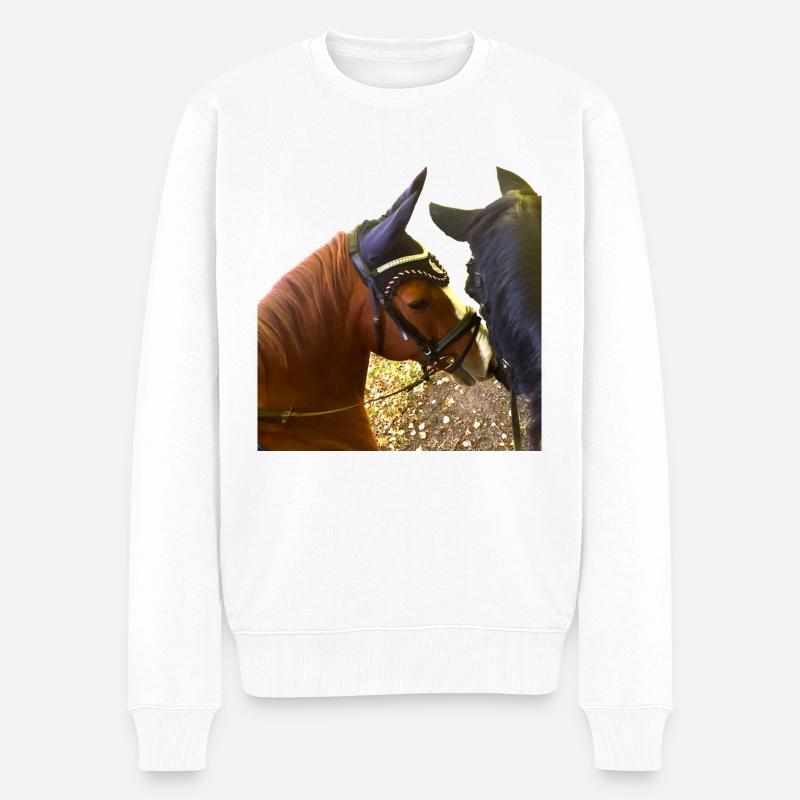 Ein Zarter Pferdekuss - Männer Premium Bio Pullover - Weiß