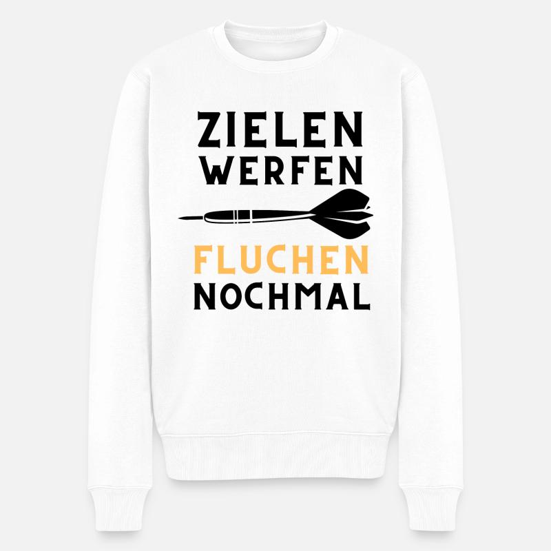 Darts Dart Spieler Zielen Werfen Fluchen - Männer Premium Bio Pullover - Weiß
