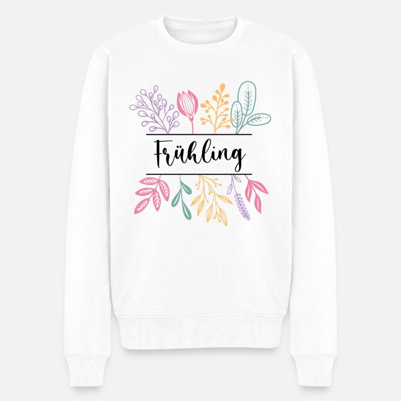 Frühlingskranz - Männer Premium Bio Pullover - Weiß
