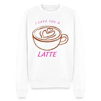 Je t’aime un latte - Pull Premium bio Homme - blanc - Devant - Thijin (182cm)