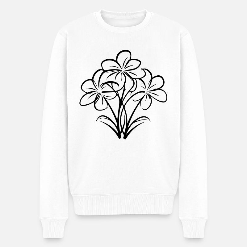 Fleur dessinée à la main - Pull Premium bio Homme - blanc