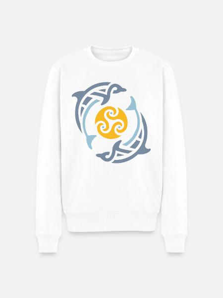 Tribal dolphins - Männer Premium Bio Pullover - Weiß