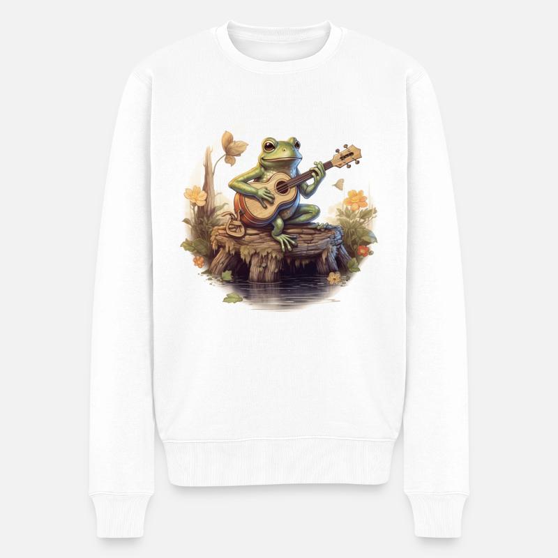 Frog joue du banjo - Pull Premium bio Homme - blanc