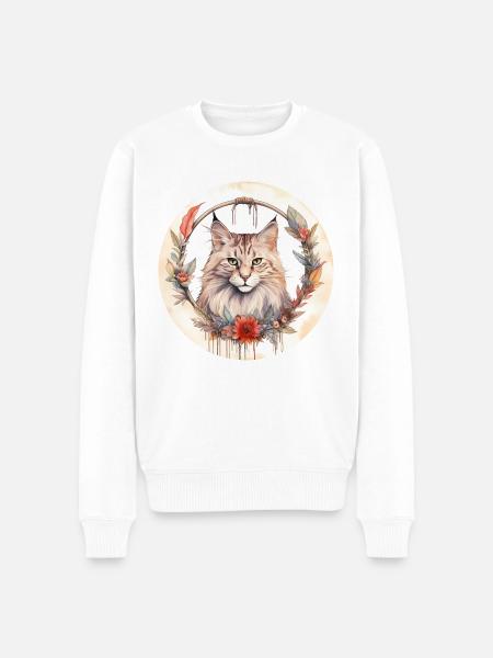 Norsk skovkat Boho-stil, elsker katte - Økologisk premium-sweatshirt til mænd - hvid