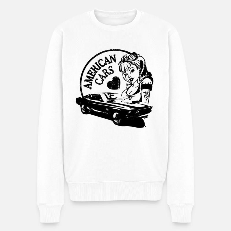 Amerikanische Autos - Männer Premium Bio Pullover - Weiß