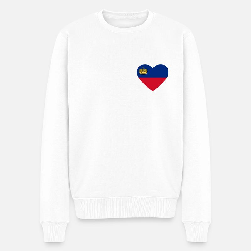 Cœur drapeau Liechtenstein - Pull Premium bio Homme - blanc