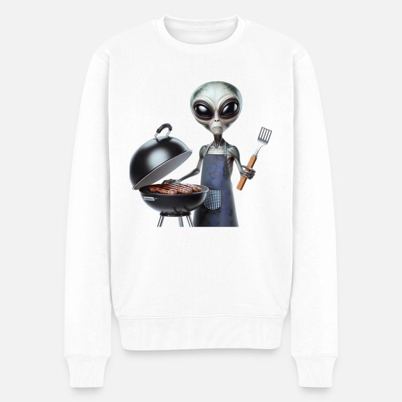 Alien Koch - Männer Premium Bio Pullover - Weiß
