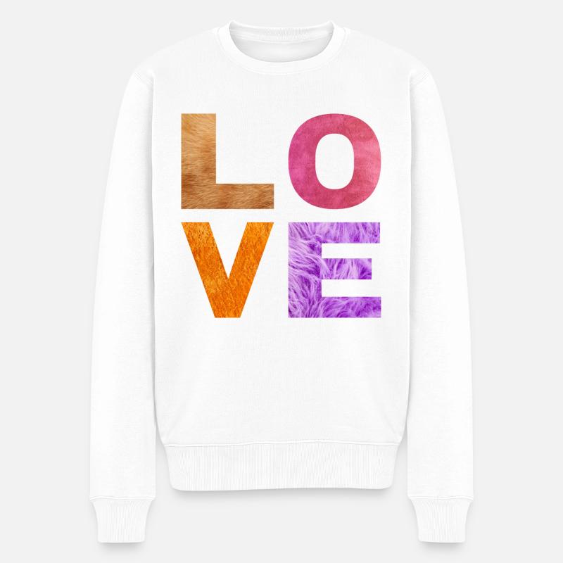 L O V E - Männer Premium Bio Pullover - Weiß