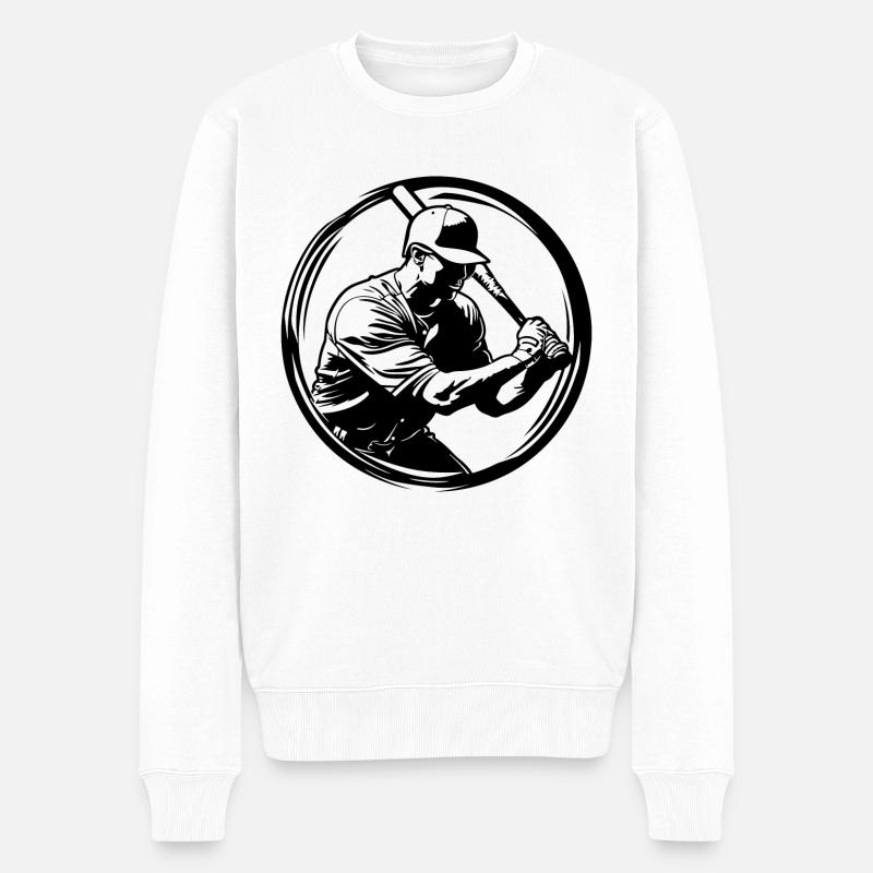 Baseball Mann Silhouette - Männer Premium Bio Pullover - Weiß