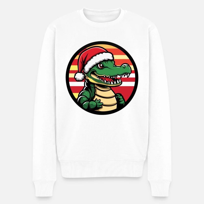 Alligator animal de Noël - Pull Premium bio Homme - blanc