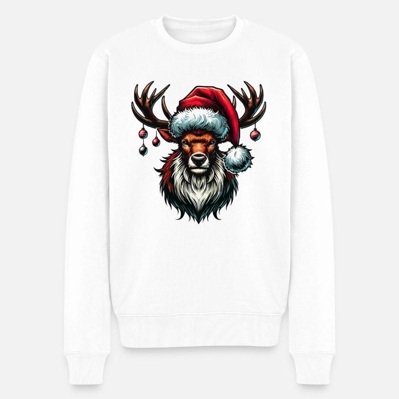 reh christmas reindeer - Männer Premium Bio Pullover - Weiß
