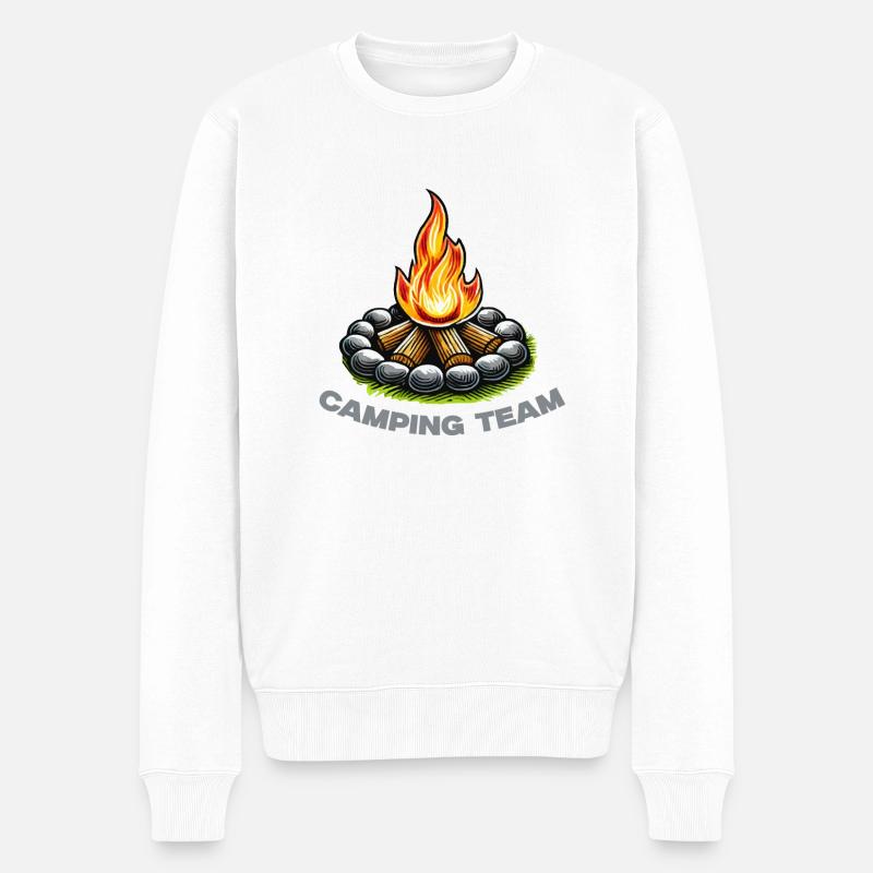 lagerfeuer camping team - Männer Premium Bio Pullover - Weiß