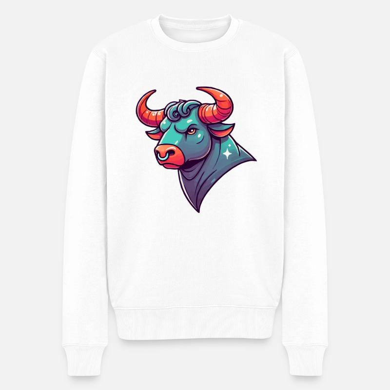 Taureau Dessin animé - Pull Premium bio Homme - blanc