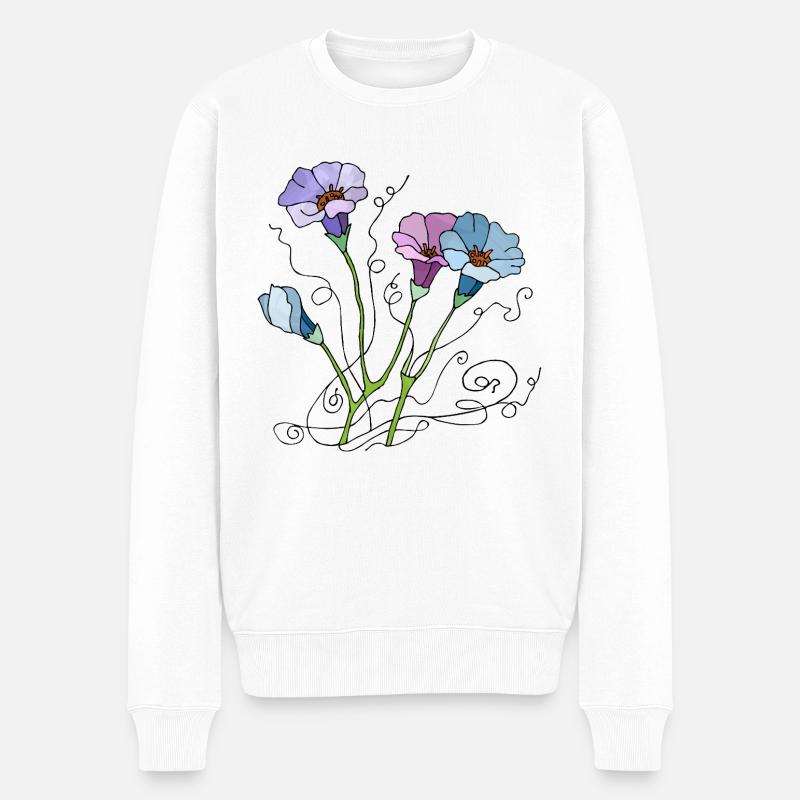 Blumen - Männer Premium Bio Pullover - Weiß