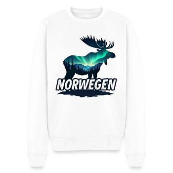 NORWEGEN Elch Nordlichter Skandinavien - Männer Premium Bio Pullover - Weiß - Vorne - Thijin (182cm)
