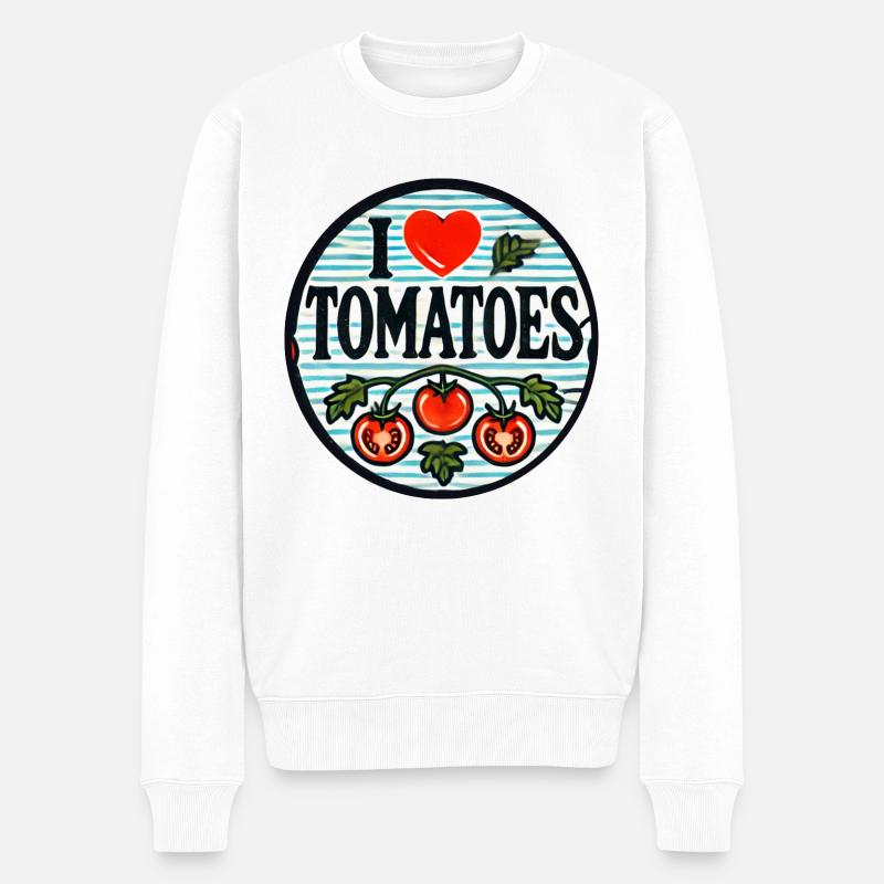 Ich liebe Tomaten - Männer Premium Bio Pullover - Weiß