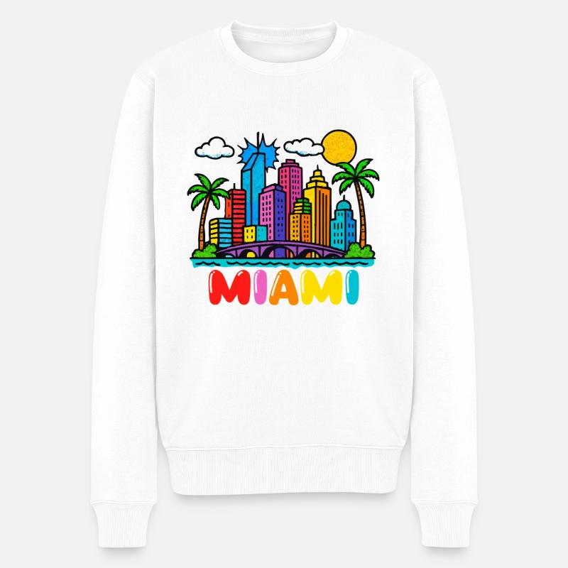 miami stadt - Männer Premium Bio Pullover - Weiß