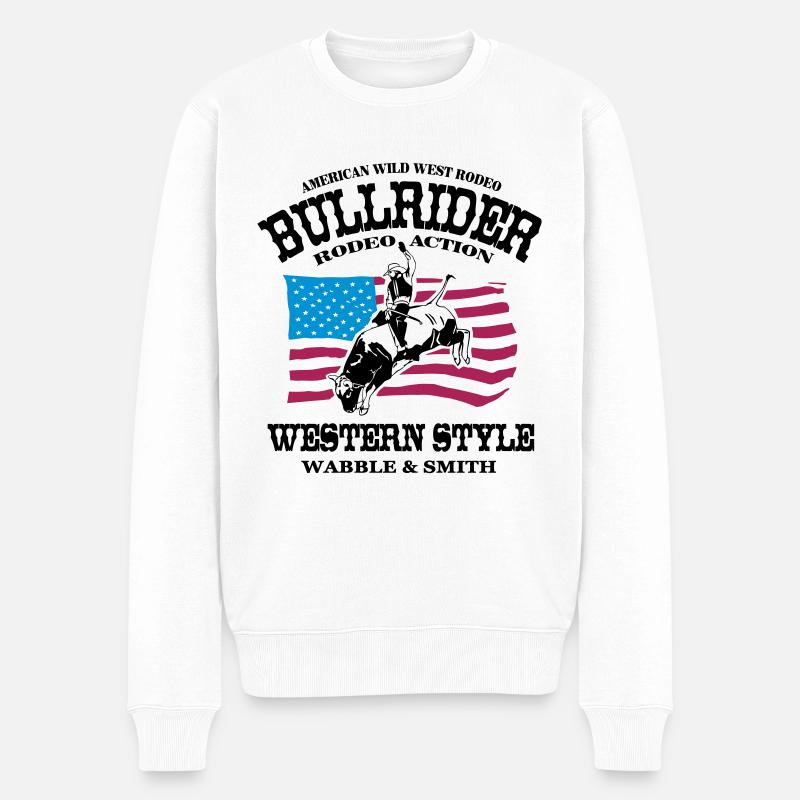 Western Rodeo - Bullrider - Männer Premium Bio Pullover - Weiß