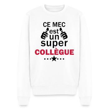 ce mec est un super collègue - Pull Premium bio Homme - blanc - Devant - Thijin (182cm)