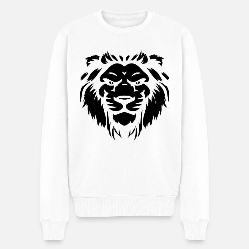 Löwe Löwenkopf Lion Lionhead - Männer Premium Bio Pullover - Weiß