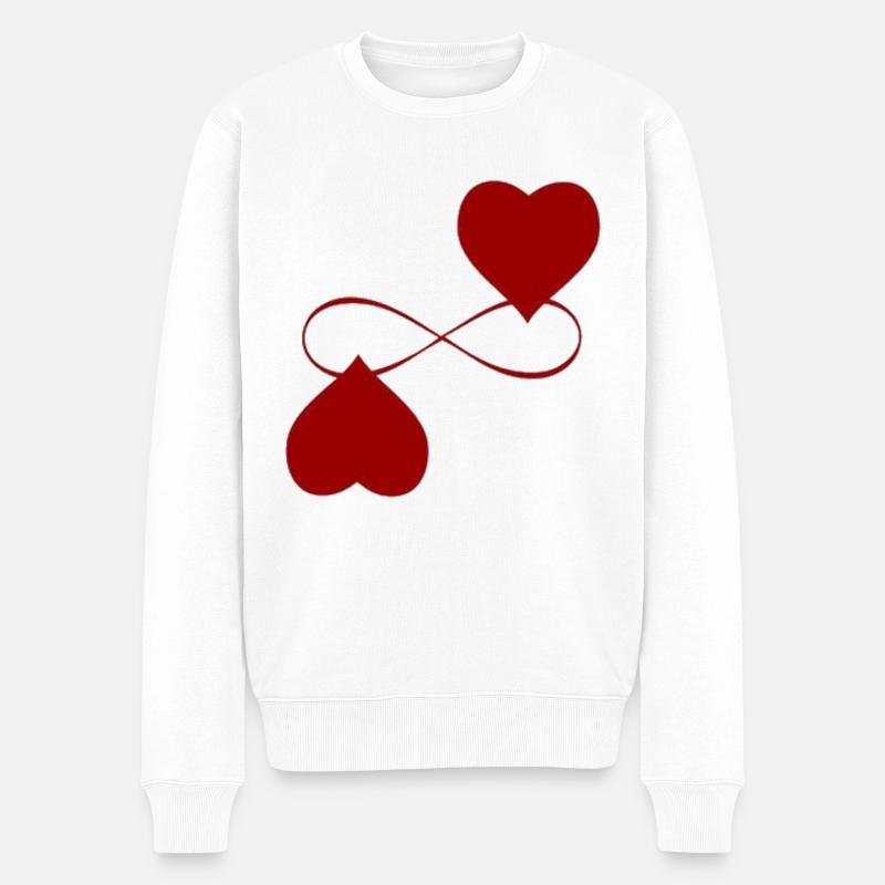 zwei unendliche Herzen - Männer Premium Bio Pullover - Weiß