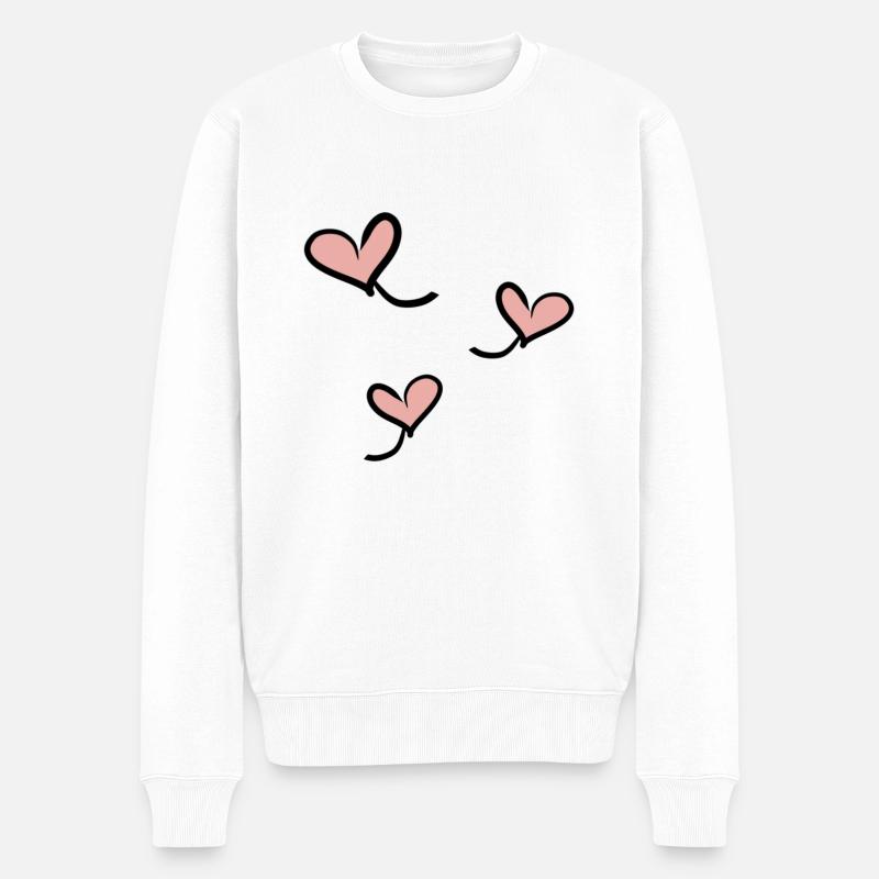 herzen linie - Männer Premium Bio Pullover - Weiß