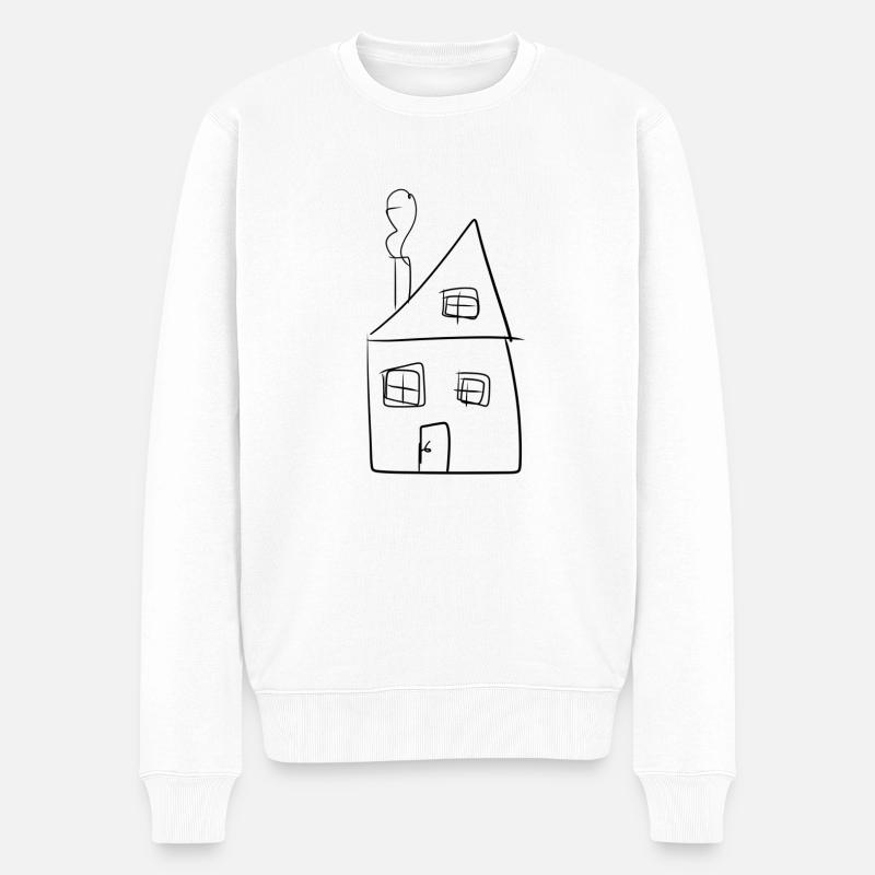 Haus Familie - Männer Premium Bio Pullover - Weiß