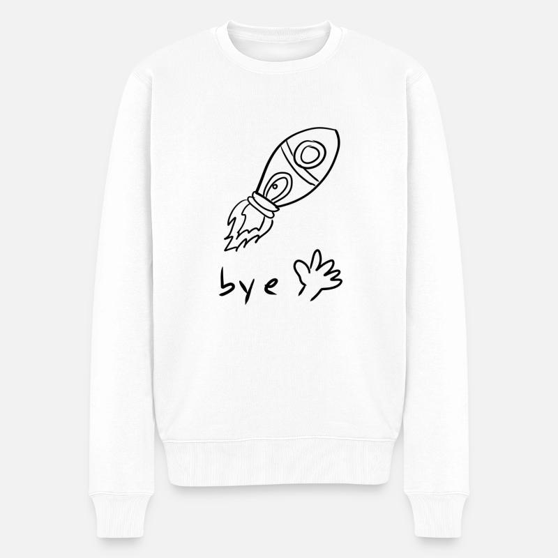 Rakete Tschüss - Männer Premium Bio Pullover - Weiß