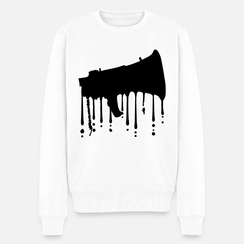 Graffiti Megafon Propaganda Lautsprecher - Männer Premium Bio Pullover - Weiß