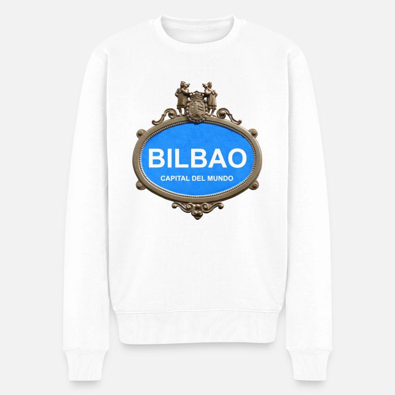 Bilbao Hauptstadt der Welt - Männer Premium Bio Pullover - Weiß