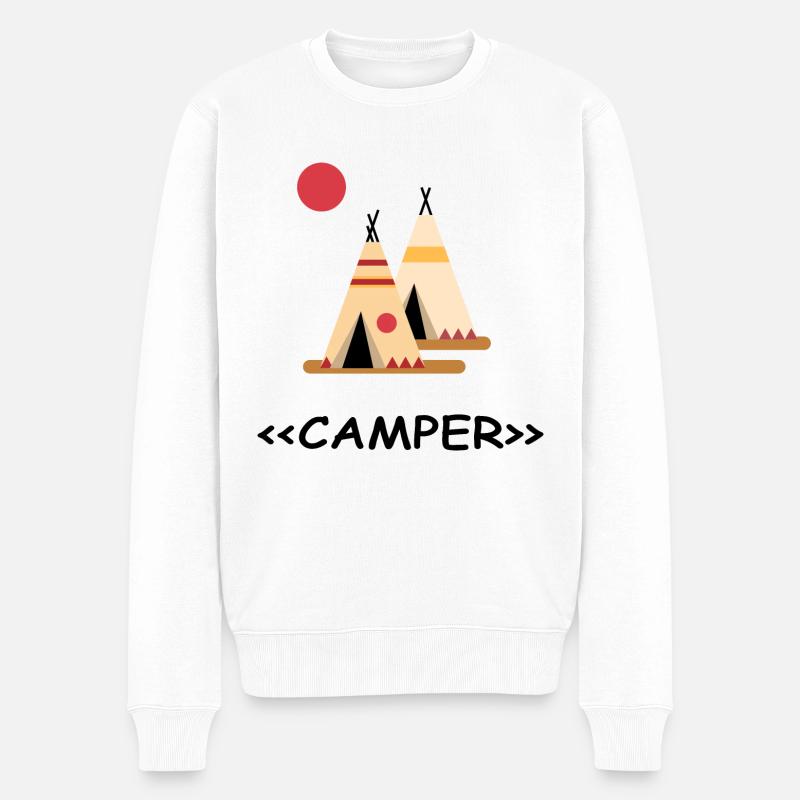 camping biwak outdoor zelten - Männer Premium Bio Pullover - Weiß