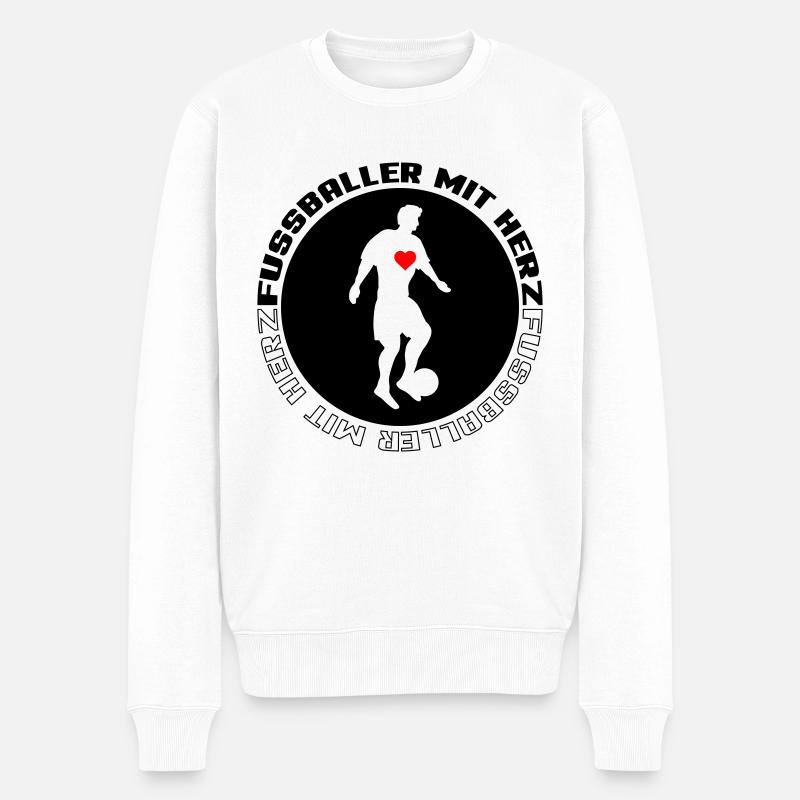 Fussballer mit Herz - Männer Premium Bio Pullover - Weiß