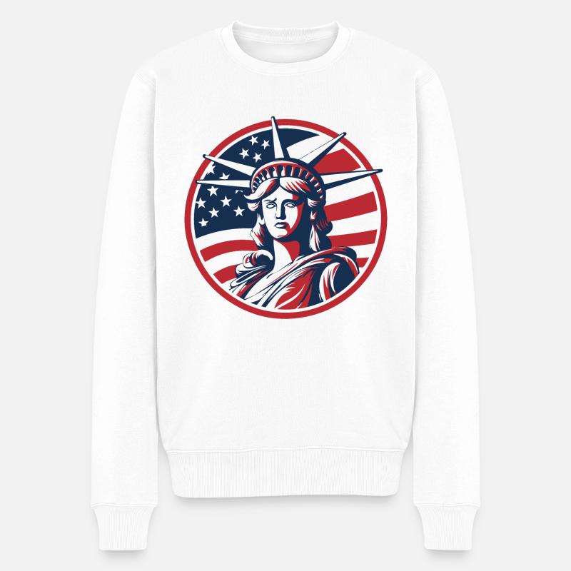 Illustration der Freiheitsstatue - Männer Premium Bio Pullover - Weiß