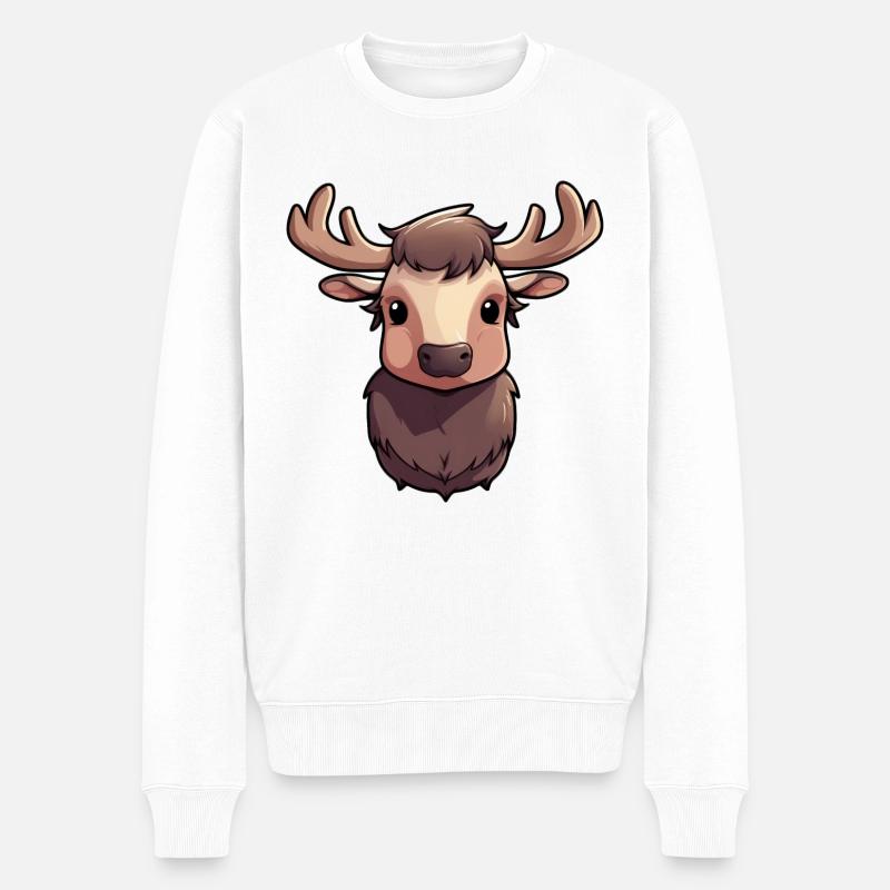 Baby Elch - Männer Premium Bio Pullover - Weiß