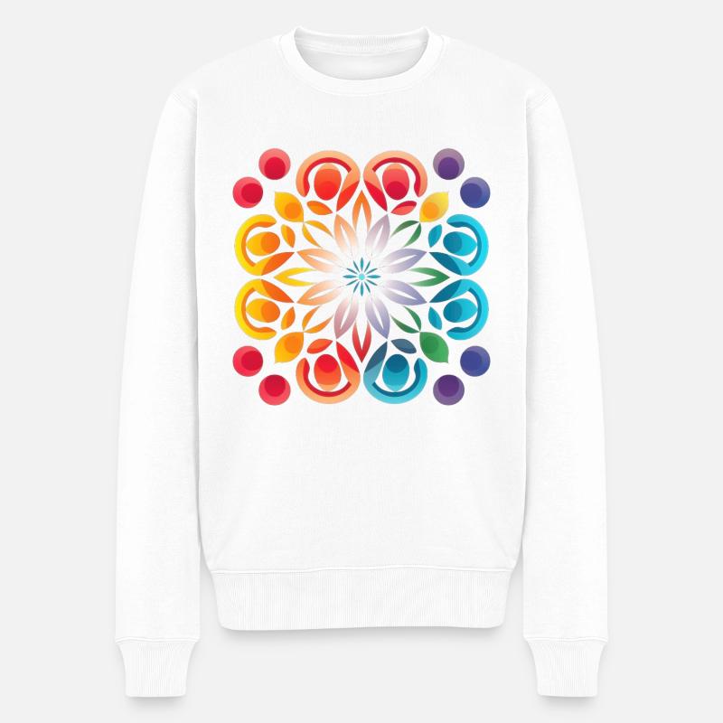 Splendeur florale colorée : Design d’Art floral abstrait - Pull Premium bio Homme - blanc