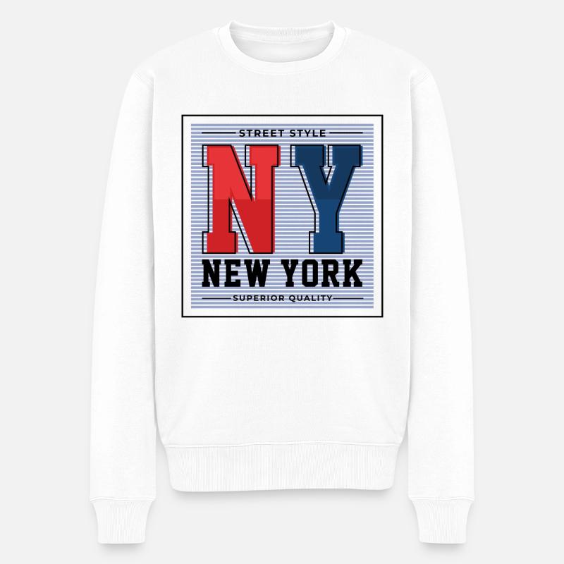 New York - Männer Premium Bio Pullover - Weiß