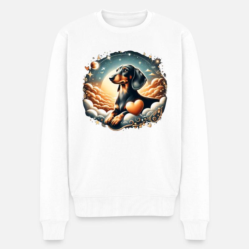 Dachshund Trauerbewältigung Regenbogenbrücke - Männer Premium Bio Pullover - Weiß