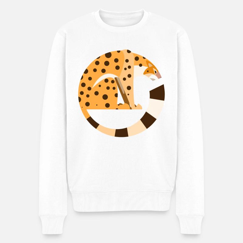 Leopard - Männer Premium Bio Pullover - Weiß