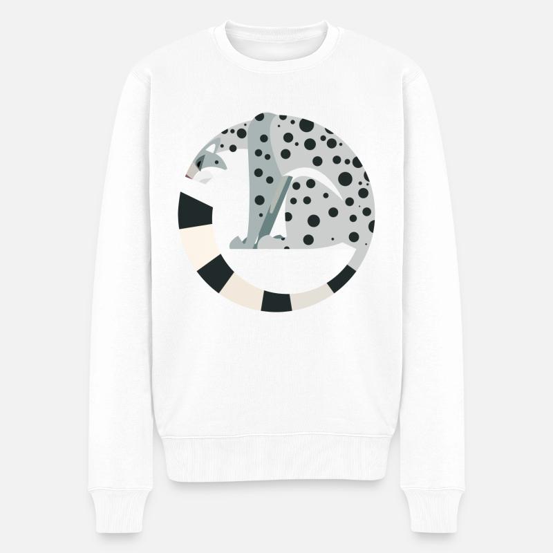 Schneeleopard - Männer Premium Bio Pullover - Weiß