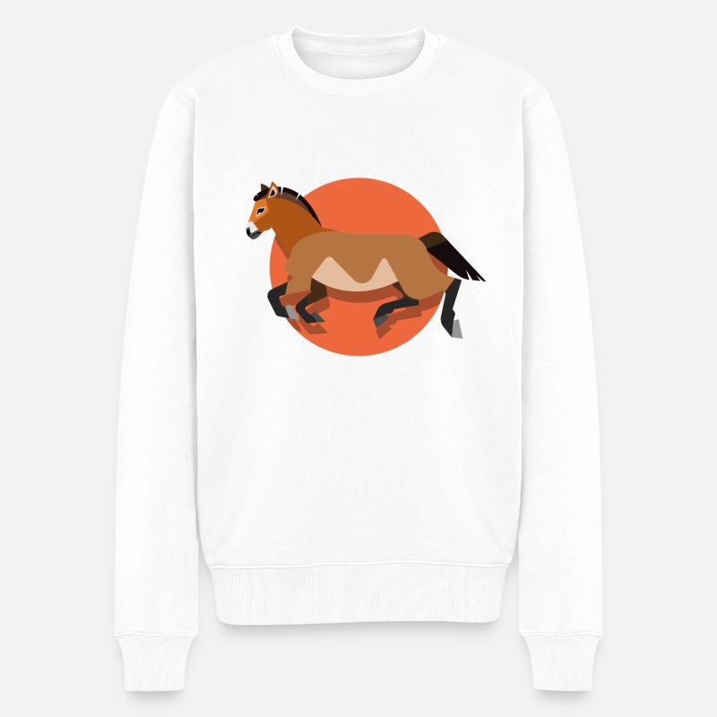 Przewalski-Pferd - Männer Premium Bio Pullover - Weiß
